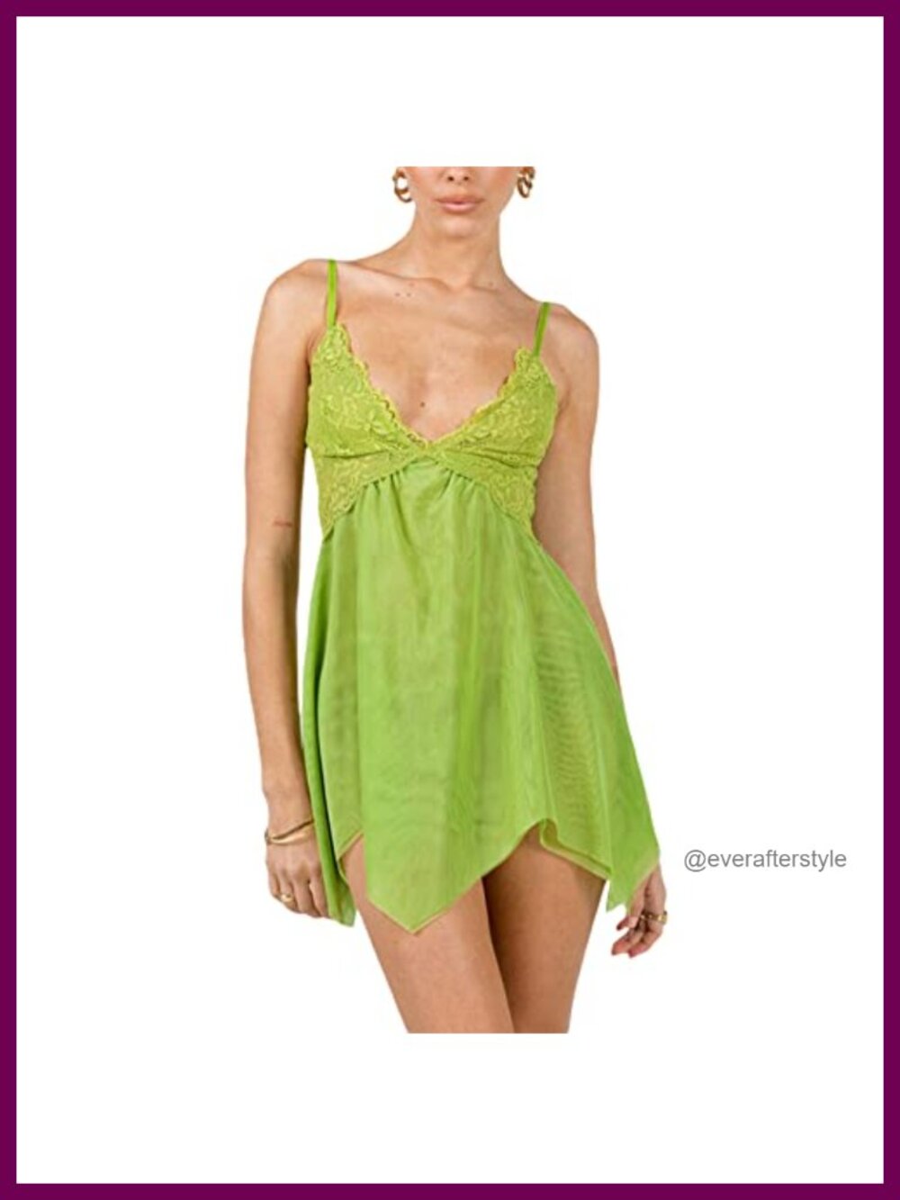 Women Fairy Costume Lace Mini Dress Spaghetti Strap Sleeveless V-Neck